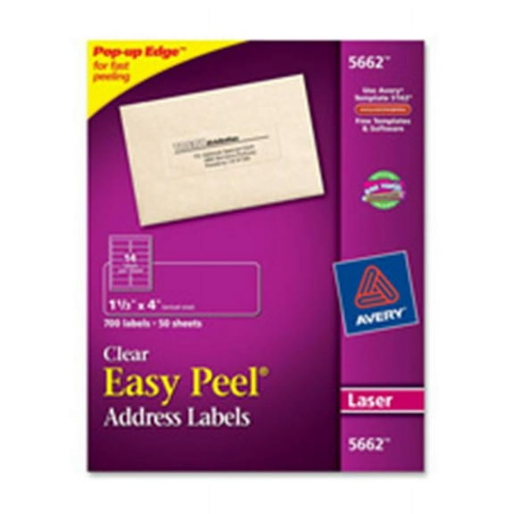 Avery Consumer Products AVE5663 Laser Labels- Mailing- 2inchx4inch- Clear