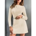 thumbnail image 3 of Long Sleeve Womens Sweater Dress Bodycon Crew Neck Fall Slimming Knit Mini Dresses, 3 of 7
