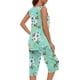thumbnail image 4 of Conjunto de Ropa de Salón para Mujer Cuello Redondo Blusa sin Mangas Sólida Y Pantalones Cortos de Cintura Elástica Pantalones, Pantalones Cortos de Verano para Mujeres, 4 of 7