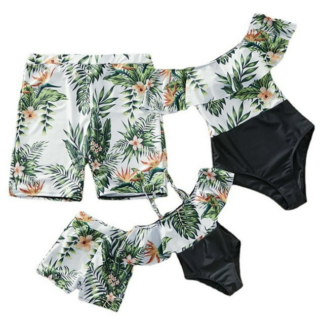 HAWEE Family Matching Swimwear One Piece Bathing Suit Floral Printed Ruffles Mommy and Me Bikini Beachwear