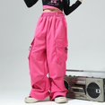 thumbnail image 7 of Lenpel Toddler Girls Boys' Cargo Pants Cotton Elastic High Waisted Casual Loose Wide Leg Pants Trendy Streetwear Trousers with Pockets, 7 of 7