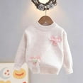 thumbnail image 4 of AHTJRT Girls Crewneck Sweaters Love Heart and Bowknot Printed Tops Fashion Lightweight Comfy Soft Long Sleeve Warm Tops Beige 7-8 Years, 4 of 6