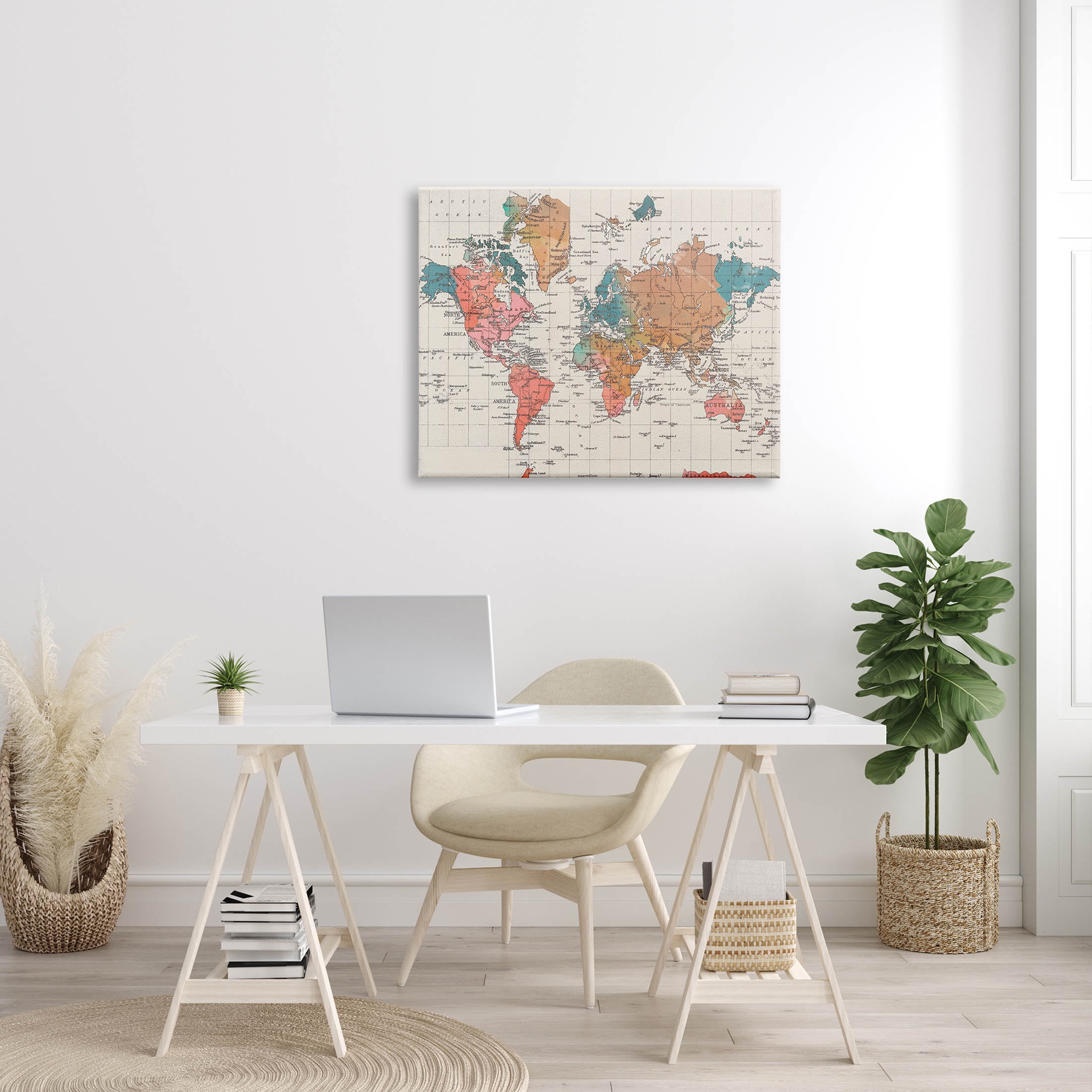 Stupell Industries Detailed Boho World Map Graphic Art Gallery Wrapped Canvas Print Wall Art, Design by Elizabeth Medley