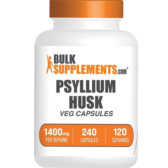 BulkSupplements Psyllium Husk Capsules - Vegan, 1400mg per Serving (240 Capsules - 120 Servings)