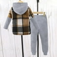 thumbnail image 5 of Ahuyic Kids Long Tops And Pants,Boys Plaid Hooded Shirt And Pants Set 2-8Years 2 Piece Long Sleeve Breasted Button Casual Out for Fall, 5 of 5