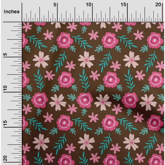 oneOone Organic Cotton Voile Fabric Leaves & Floral Artistic Print Fabric By The Yard 42 Inch Wide