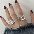 thumbnail image 4 of Anillo de Dedo Abierto, Irregular, Anillo Geométrico, Joyería Punk para Mujer, Regalo Plateado, 4 of 5