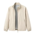 thumbnail image 3 of FRSASU Men's Lightweight Windbreaker Jacket Stand Collar Zip Side Pocket Elastic Cuff Casual office Coat White, 3 of 9