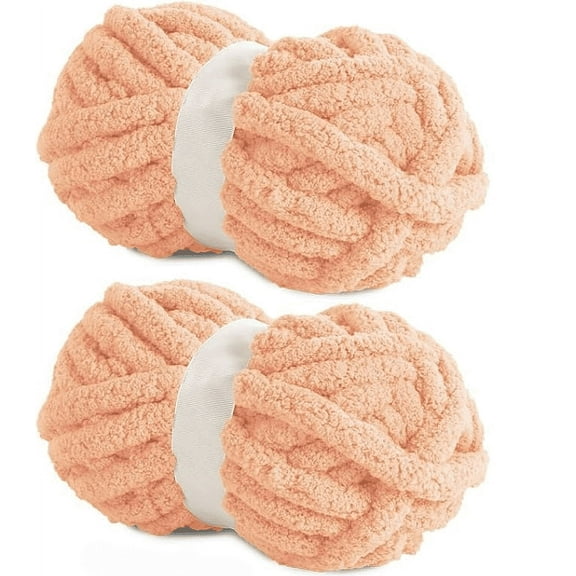 Light Grey Chunky Chenille Yarn for Crocheting, Bulky Thick Fluffy Yarn for Knitting,Super Bulky Chunky Yarn for Hand Knitting Blanket, Soft Plush Yarn, 2 Jumbo Pack (27 yds,8 oz Each Skein)