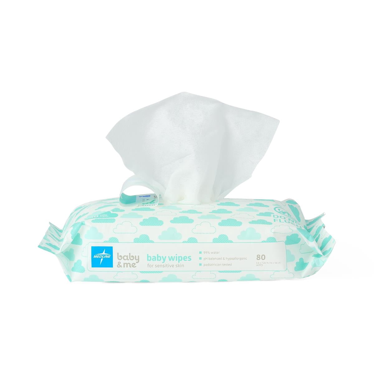 Medline AloeTouch Baby Wipes, Unscented, 5.5 x 7.25 in, 24 Packs (1,920 Wipes Total)