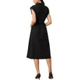 thumbnail image 3 of INSPIRE CHIC Women's Sleeveless Dresses Collared Button Down Belted Waist Midi Work Dresses M 2, 3 of 5