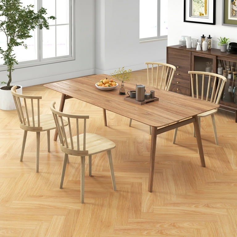 Gymax PCS Dining Chair Windsor High Spindle Back Wood Kitchen