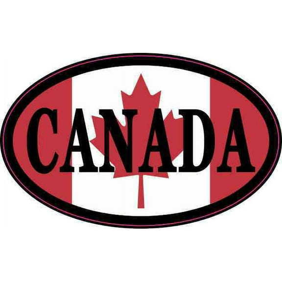 4in x 2.5in Flag Oval Canada Vinyl Sticker