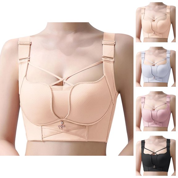 Minimizer Bras for Women Plus Size Front Criss Cross Full Coverage Wireless Side Support Lifting Push Up Bralettes