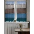 thumbnail image 4 of Blue Brown Grey Curtains 45 Inch Length, Sheer Curtains for Bedroom Living Room Window Vintage Stripe Farmhouse Wood Grain Rod Pocket Voile Drapes Kitchen Curtains Small Half Window 52"x45" 2 Panels, 4 of 7