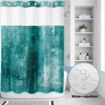 thumbnail image 2 of No Hook Shower Curtain, Teal Shower Curtains for Bathroom with See Through Top Window, Retro Oil Painting Modern Abstract Art Aesthetics Waterproof & Washable Bath Curtain Stall 48"x72", 2 of 9