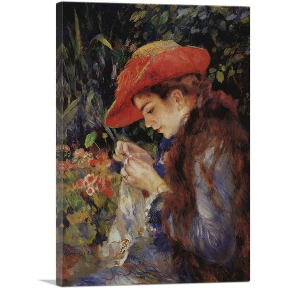 ARTCANVAS Mademoiselle Marie-Therese Durand-Ruel Sewing 1882 Canvas Art Print by Pierre-Auguste Renoir - Size: 26" x 18" (0.75" Deep)