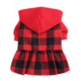 thumbnail image 2 of Vestido con capucha para perro a cuadros Cálido con sombrero Otoño e invierno Mascota -xl Afortunado Sencillez, 2 of 3