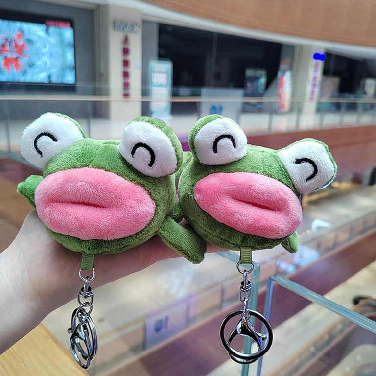 Adorable 10cm Frog Keychain with Sausage Mouth Soft Plushie Backpack  Ornament and Fun Birthday Gift 