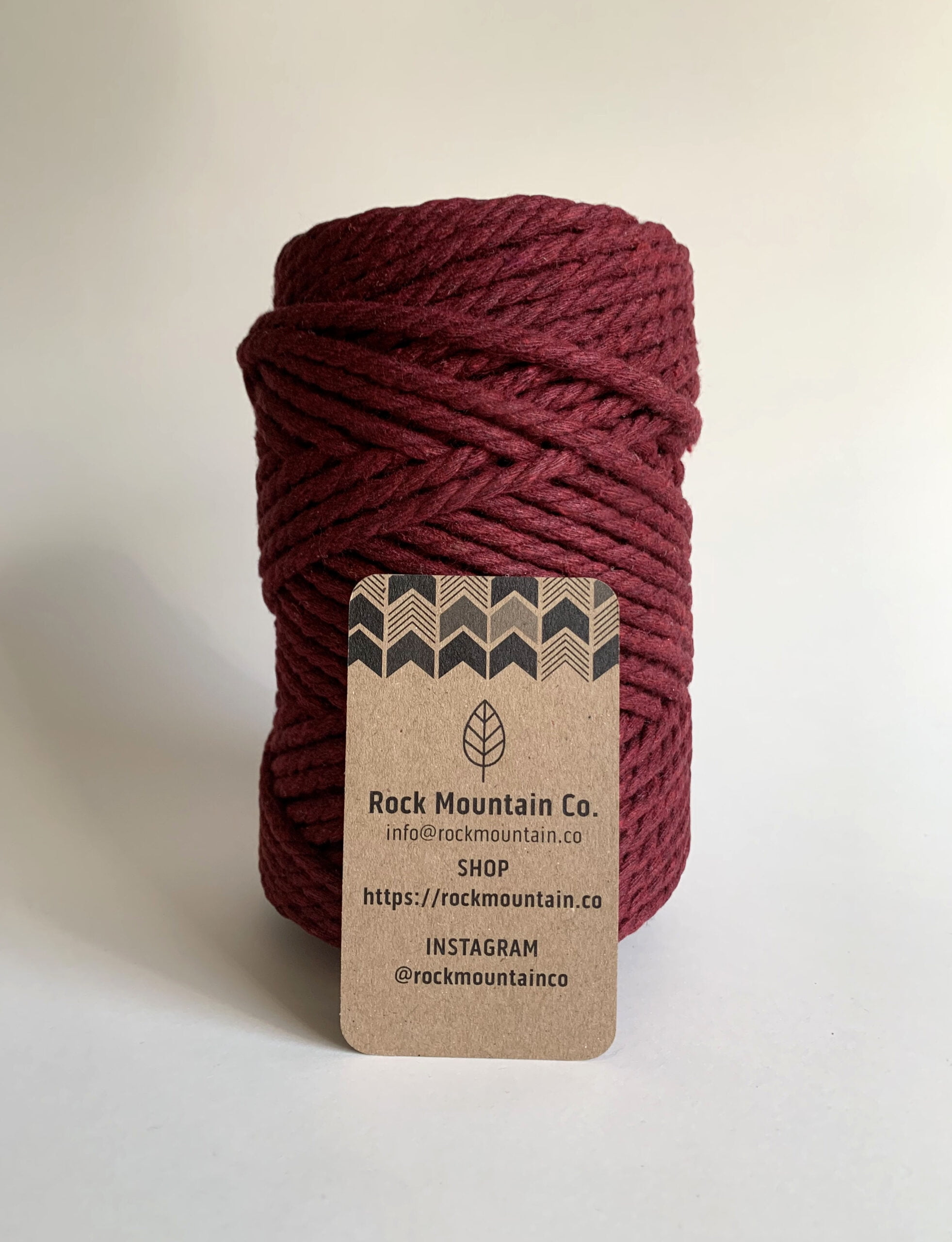 5mm 3 Strand Craft Cord Recycled Cotton Macrame Rope - Dark Red Burgundy Maroon