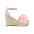 thumbnail image 3 of BLISSFUL STEP Women's Sandals Wedge Heels Espadrille Platform Faux Fur Ankle Strap Sandals Pink 10, 3 of 6