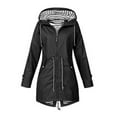thumbnail image 4 of Veste à Capuche Douce pour Femme Imperméable Manteau de Pluie Extérieur Noir 4TG, 4 of 4