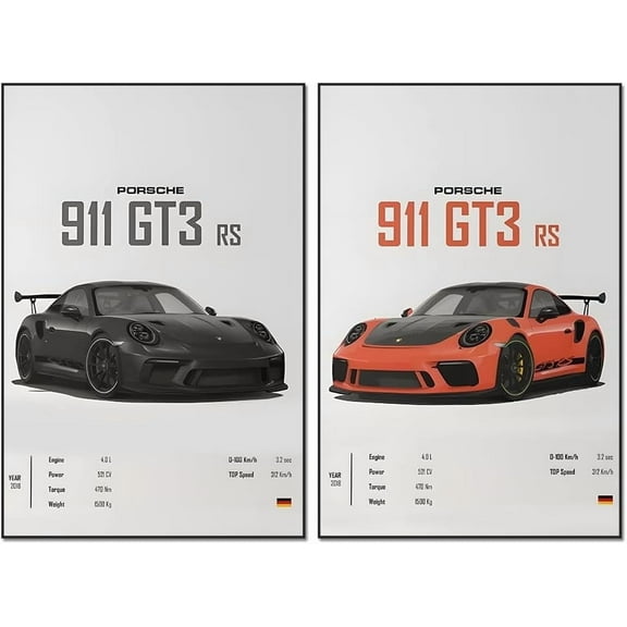 car poster Canvas Wall Art Posters For Men Bedroom Aesthetics Decor (GT3 RS Unframe, 12X18)