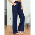 thumbnail image 5 of Wide Leg Pants Woman High Waist Yoga Pants with Pockets Loose Stretch Work Sweatpants Casual Lounge Navy Blue XL, 5 of 7