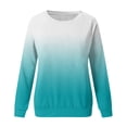 thumbnail image 2 of Fsqjgq Crewneck Sweatshirt for Women Fashion Gradient Color Hoodies Casual Loose Lightweight Basic Tops Fall Pullover Blouse Mint Green Xl, 2 of 5