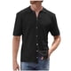 thumbnail image 1 of Camisetas Elvqul de Hombre Negro Casual Manga Corta Algodón de Color Sólido con Solapa, 1 of 5