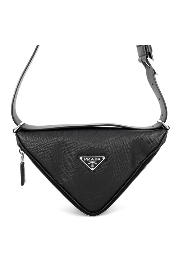 Pre-Owned Prada Triangle Shoulder Bag, Saffiano Leather, 2VL039, PRADA Body Black, Handbag,