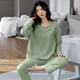thumbnail image 2 of Conjunto de Pijama de 100 KG para mujer, ropa de dormir de dos piezas, pantalón de manga larga, traje de algodón para otoño e invierno, 5XL, 2 of 4