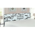 thumbnail image 2 of Birds Headboard, Ornate Cages Branch of Tree Silhouette and Animals Floral Modern Print, Upholstered Decorative Metal Bed Headboard with Memory Foam, King Size, Blue Black, by Ambesonne, 2 of 4