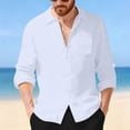 thumbnail image 2 of Camisas de Manga Larga con Botón de Solapa para Hombre de Ajuste Suelto Top de Moda de Bolsillo de Cardigan para el Verano, 2 of 9