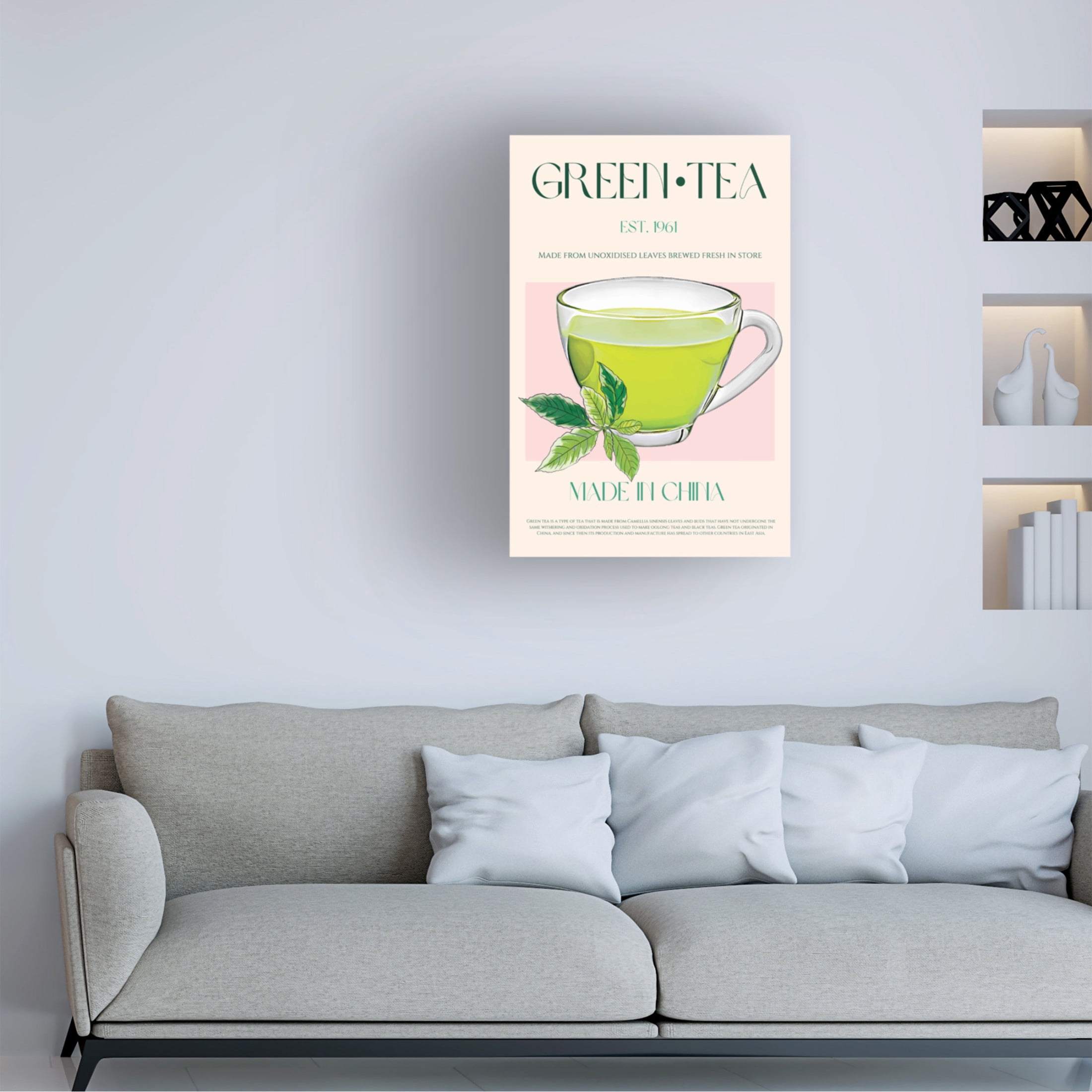 Canvas Wall Art - Nazma Khokhar 'Green Tea' Wall Art for Living Room, Bedroom, or Office D?cor by Trademark Fine Art - 16 x 24 Inches