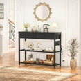 thumbnail image 2 of iSunirm 32'' Console Table with Power Outlet and 2 Wooden Drawers, Small Entryway Table End Table with 3 Storage Shelves, Sofa Table for Living Room, Hallway, Black, 2 of 8