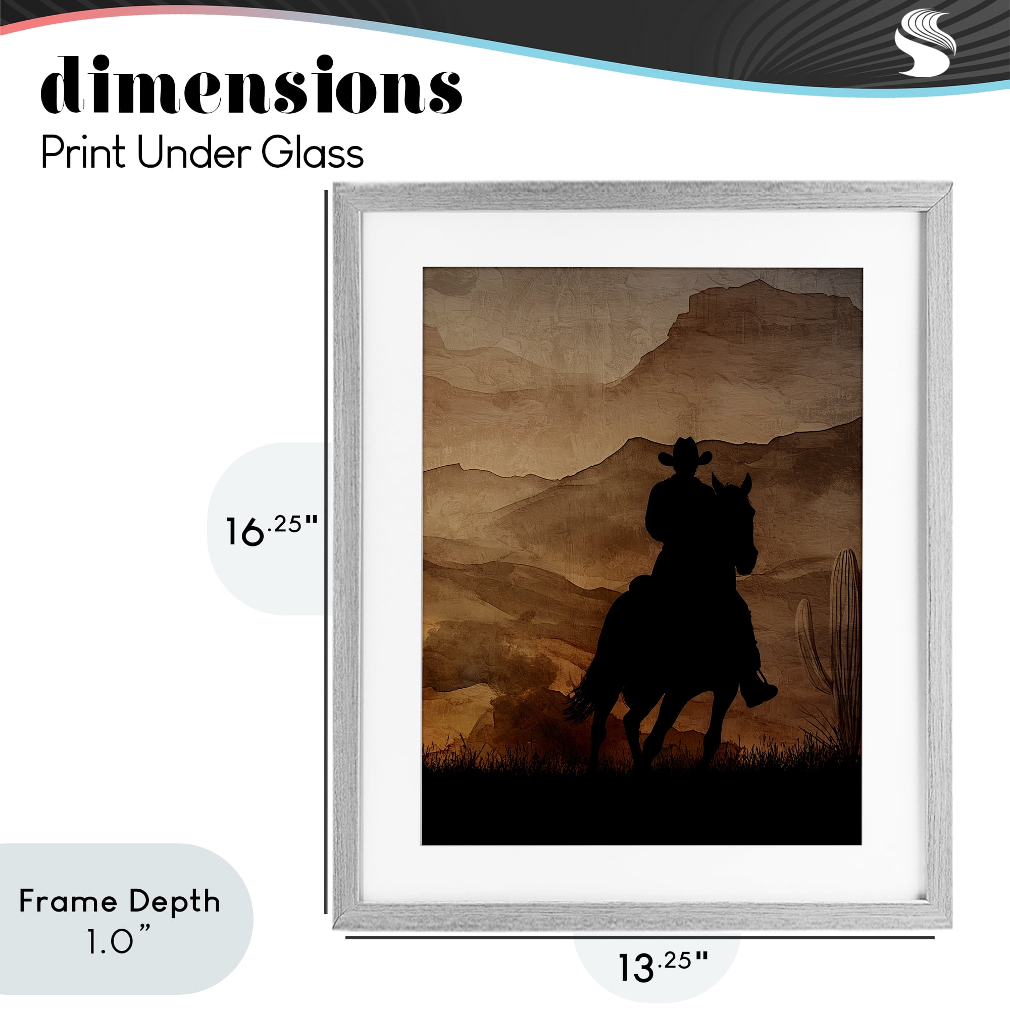 Stupell Industries Cowboy's Sunset Ride Gray Framed Print Under Glass, design by Kim Allen