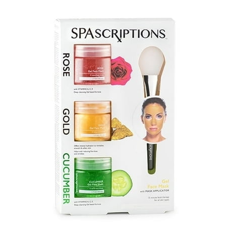 SpaScriptions Gold, Rose & Cucumber Gel Masks-1.7oz (Jar) (Pack of 3)