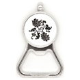 thumbnail image 1 of Silueta Negro flores planta Acero inoxidable Metal cerveza tapa sacacorchos, 1 of 3
