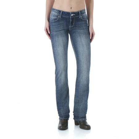 Wrangler - Wrangler Women's Dark Wash Stretch Mid Rise Straight Leg ...