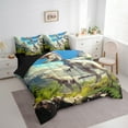 thumbnail image 3 of Manfei Tyrannosaurus Rex Bedding Comforter Set 7pcs, Kids Dinosaur Dino Queen Bedding Sets, Jungle Wildlife Queen Sheet Sets, Microfiber Room Decor, 3 of 7