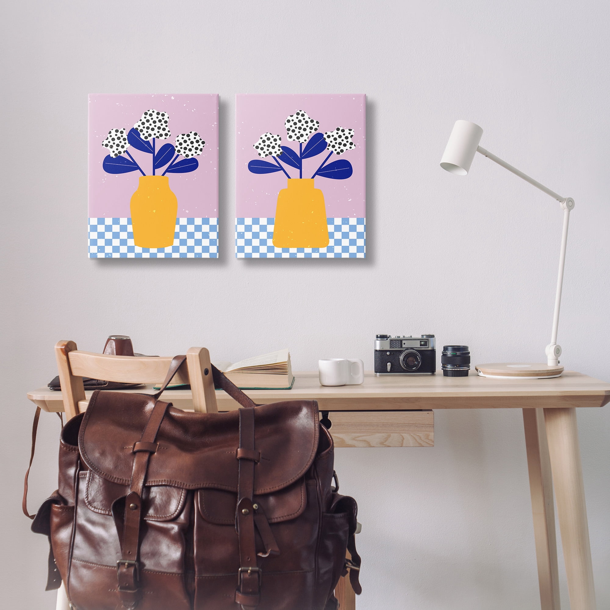 Stupell Industries Patterned Flowers in Vases Botanical & Floral Painting Gallery Wrapped Canvas Art Print Wall Art, 16 x 20, Set of 2