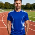 thumbnail image 2 of FINALGANG Mens Crew Neck Short Sleeve Gradient Print Athletic TShirt For Gym Training Outdoor Running Daily Sports Activities Blue XXXL, 2 of 4