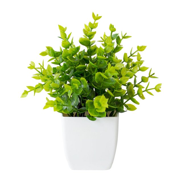 Inteprter Aspecto realista de las flores artificiales no tóxicas del ABS para las plantas de la sala de estar del hogar y de la oficina falso Decoración Eucalipto