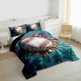 thumbnail image 3 of Manfei Baseball Sport Full Size Comforter Sets,Boys Ball Game Bedding Comforter Set,Watercolor Splatter Ink Bedding Sets For Teens,Breathable Home Decor Reversible,3-Piece, 3 of 8