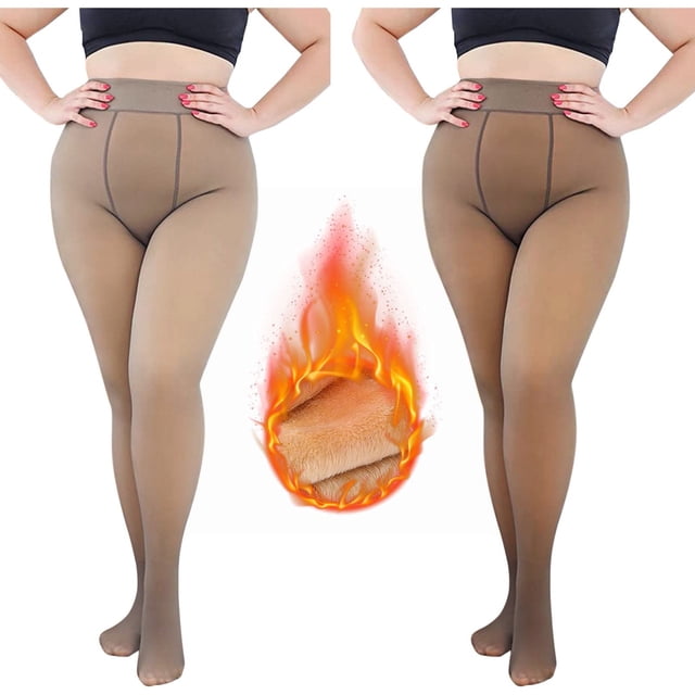 2 Bas pour Femmes 380 g Bas Taille Collants Faux à Travers Plus Paires Collants de Base Viande