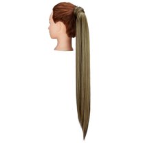SAYFUT Straight Ponytail Extension 28 inch Natural Long Ponytails Wrap Around Clip in Hair Piece Synthetic Hairpieces for Women Girls, Natural Black,160g