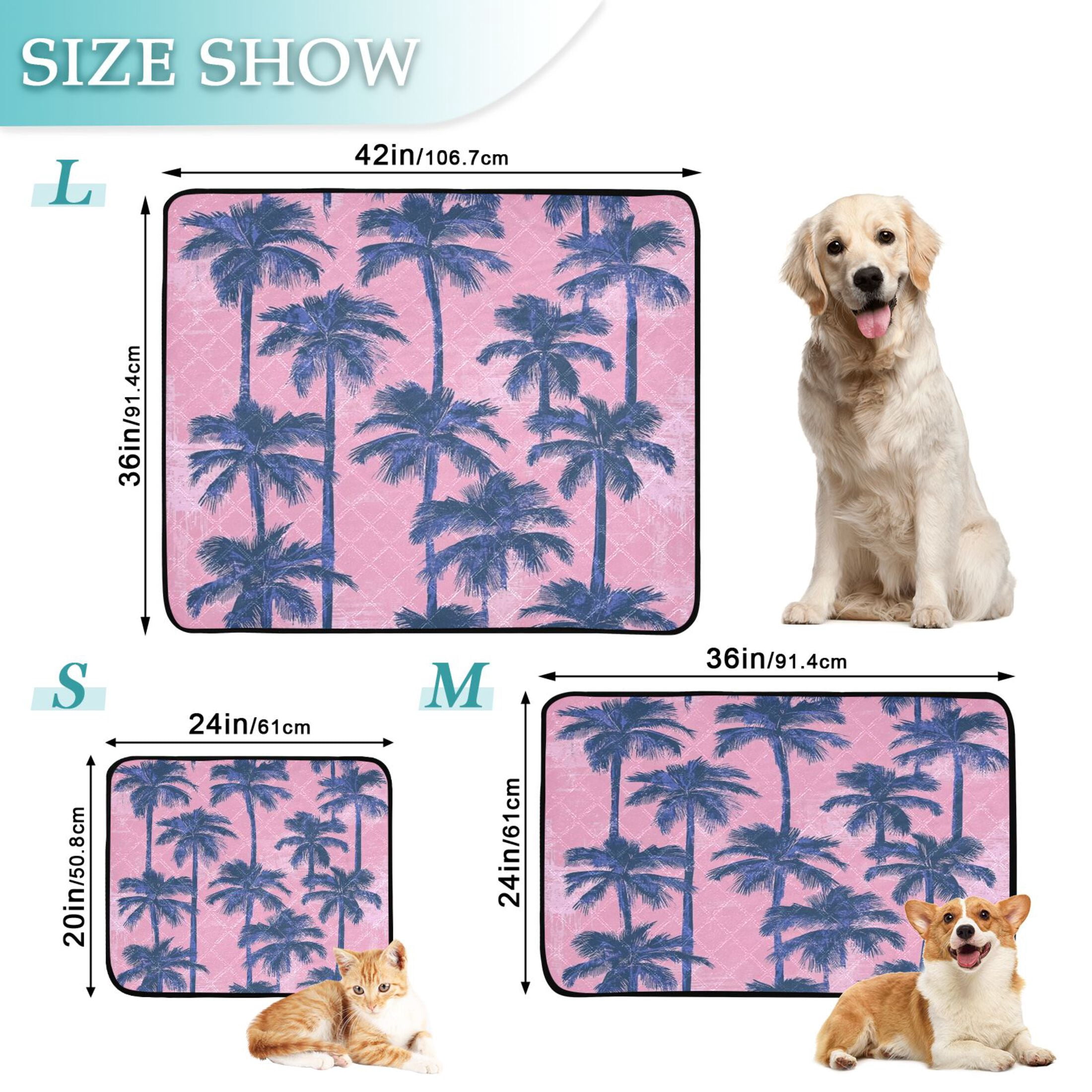 Qxltty Palm Trees Cat litter Pads Pet Set of 3 Diaper Mats Center Anti-leakage Layer Absorbent Soft and Comfortable