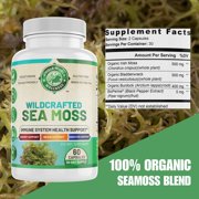 Organic Sea Moss Supplement with Bladderwrack and Burdock Root for Immune Support 60 Capsules