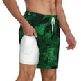 thumbnail image 3 of Balery Green Leave Fern Mens Swim Trunks Swim Shorts for Men Quick Dry Inseam Beach Shorts with Compression Liner Pocket-X-Large, 3 of 9